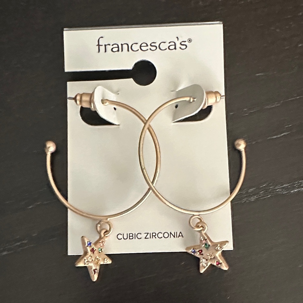Francesca's Gold Star Hoop Earrings